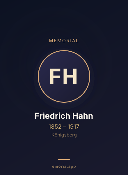 Memorial portrait of Friedrich Hahn