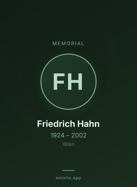 Memorial portrait of Friedrich Hahn
