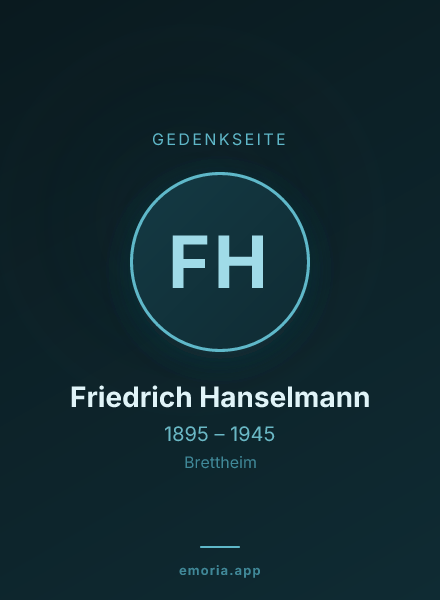 Gedenkportrait von Friedrich Hanselmann