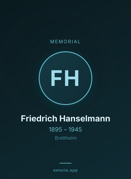 Memorial portrait of Friedrich Hanselmann