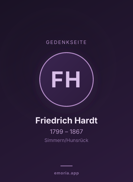 Gedenkportrait von Friedrich Hardt