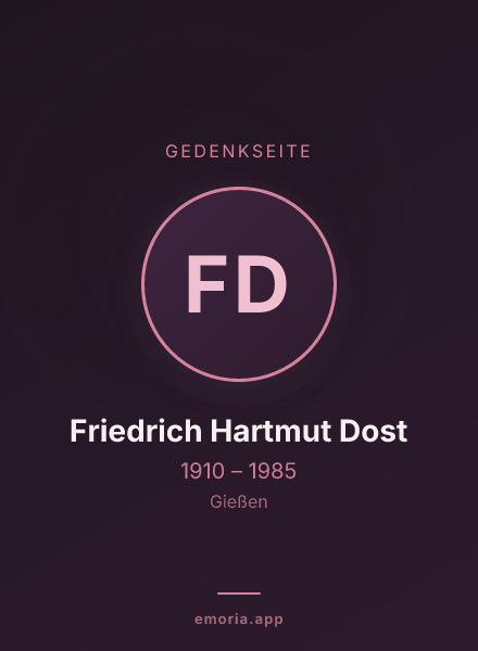Gedenkportrait von Friedrich Hartmut Dost