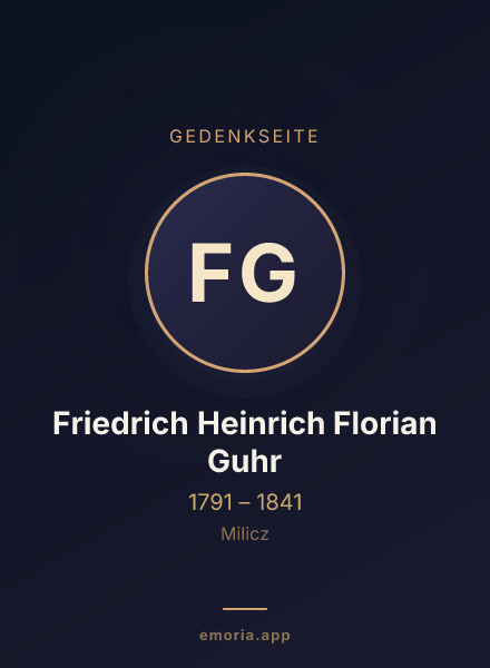 Gedenkportrait von Friedrich Heinrich Florian Guhr