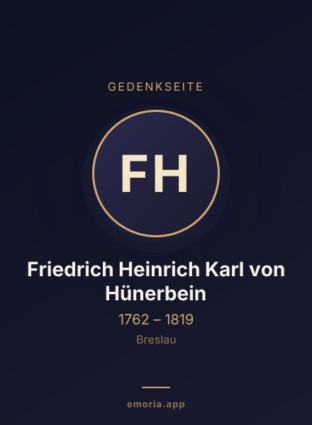 Gedenkportrait von Friedrich Heinrich Karl von Hünerbein