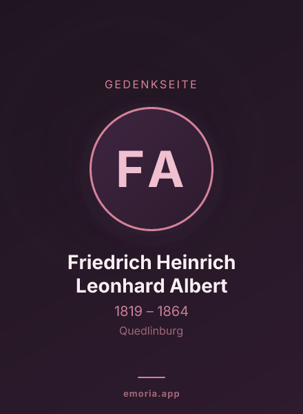 Gedenkportrait von Friedrich Heinrich Leonhard Albert