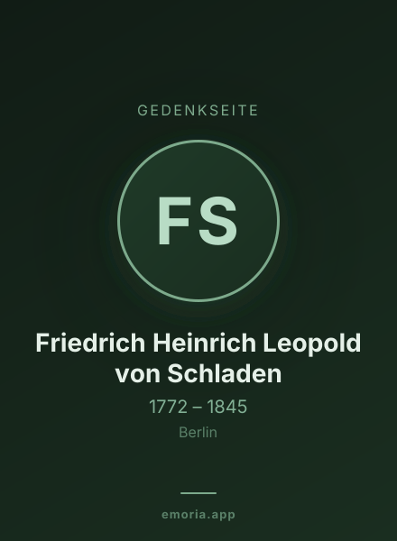 Gedenkportrait von Friedrich Heinrich Leopold von Schladen