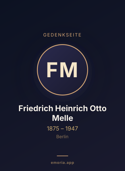 Gedenkportrait von Friedrich Heinrich Otto Melle