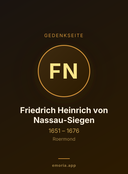 Gedenkportrait von Friedrich Heinrich von Nassau-Siegen