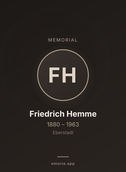 Memorial portrait of Friedrich Hemme