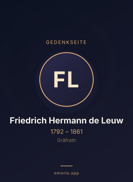 Gedenkportrait von Friedrich Hermann de Leuw