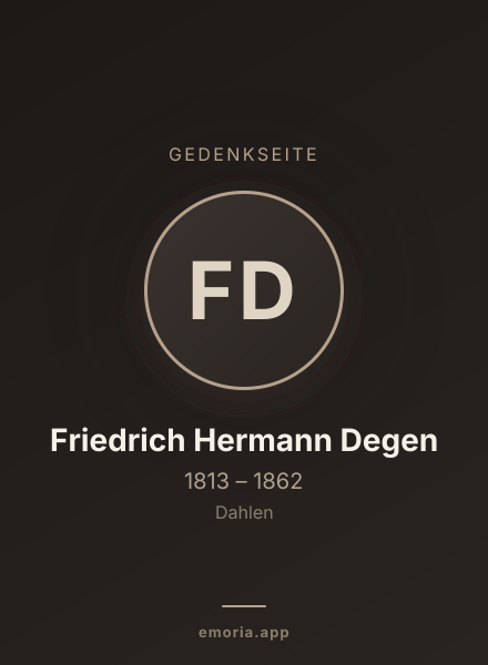 Gedenkportrait von Friedrich Hermann Degen