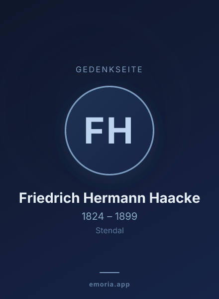 Gedenkportrait von Friedrich Hermann Haacke