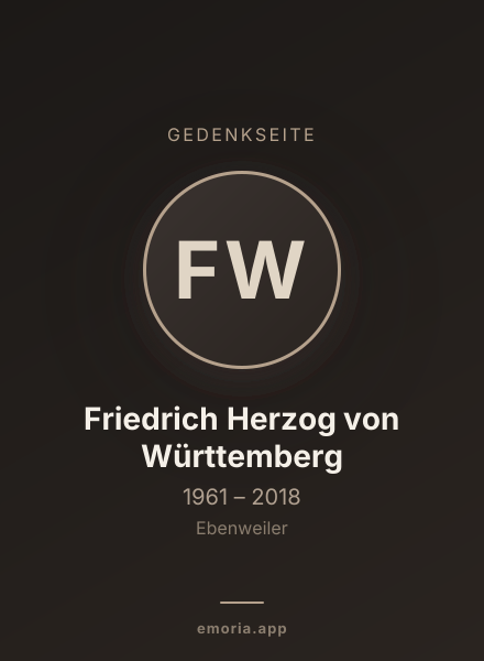 Gedenkportrait von Friedrich Herzog von Württemberg