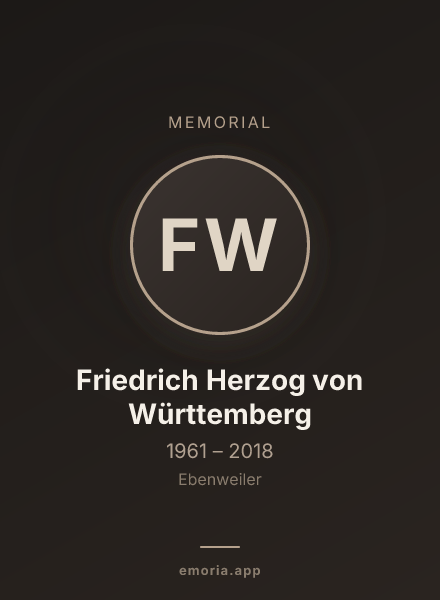 Memorial portrait of Friedrich Herzog von Württemberg