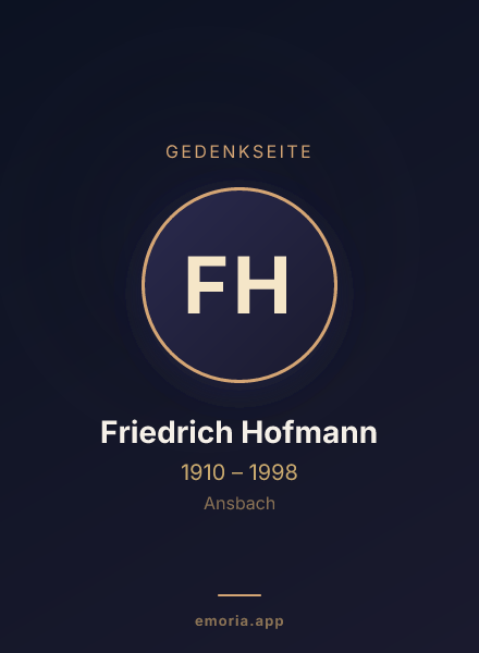 Gedenkportrait von Friedrich Hofmann