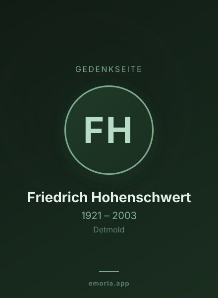 Gedenkportrait von Friedrich Hohenschwert