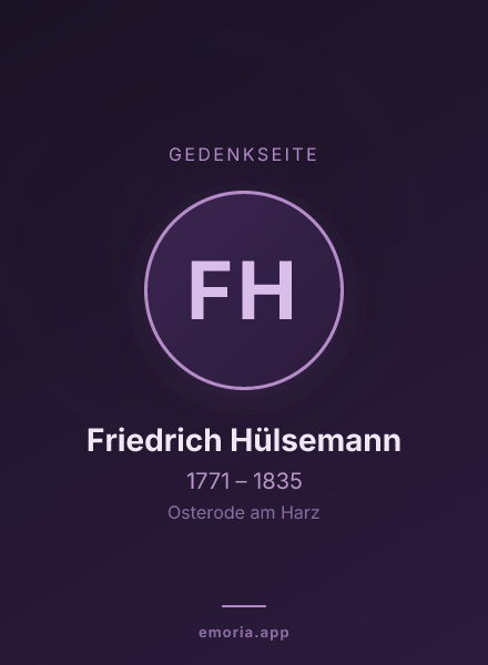 Gedenkportrait von Friedrich Hülsemann