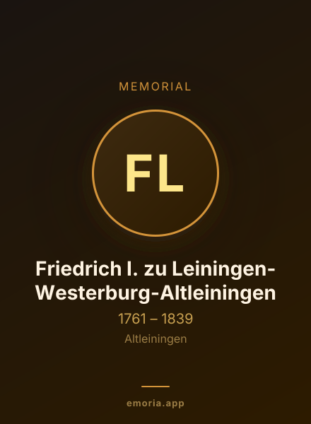 Memorial portrait of Friedrich I. zu Leiningen-Westerburg-Altleiningen