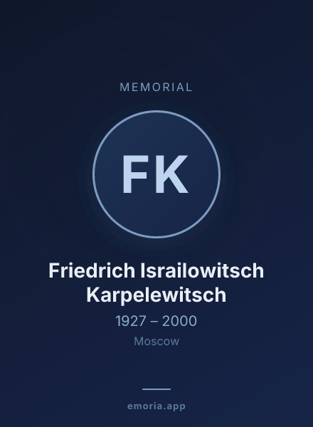 Memorial portrait of Friedrich Israilowitsch Karpelewitsch
