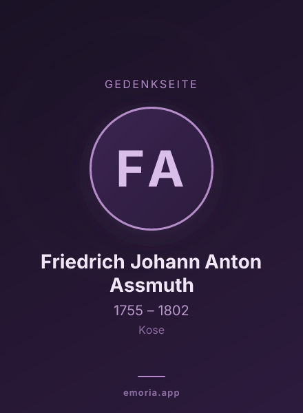 Gedenkportrait von Friedrich Johann Anton Assmuth