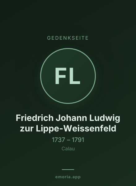 Gedenkportrait von Friedrich Johann Ludwig zur Lippe-Weissenfeld