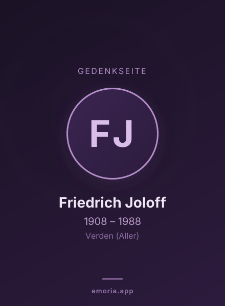 Gedenkportrait von Friedrich Joloff