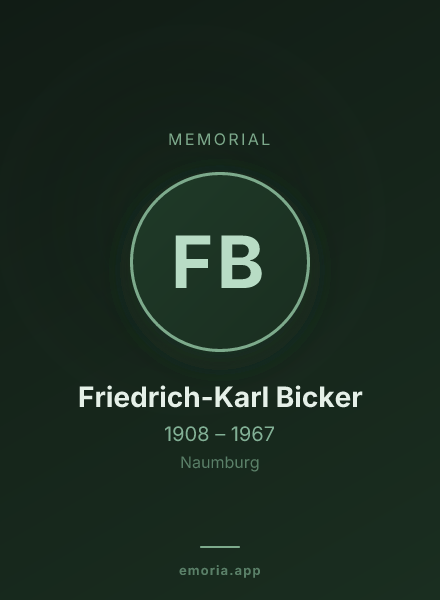 Memorial portrait of Friedrich-Karl Bicker