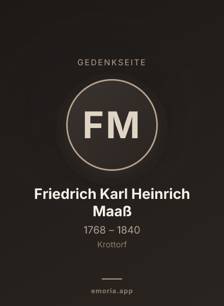 Gedenkportrait von Friedrich Karl Heinrich Maaß