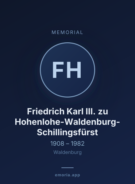 Memorial portrait of Friedrich Karl III. zu Hohenlohe-Waldenburg-Schillingsfürst
