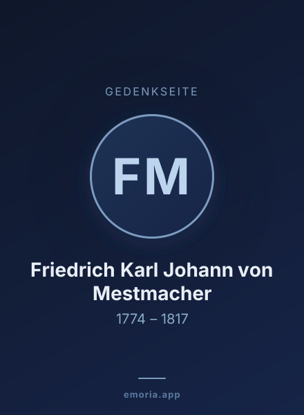 Gedenkportrait von Friedrich Karl Johann von Mestmacher