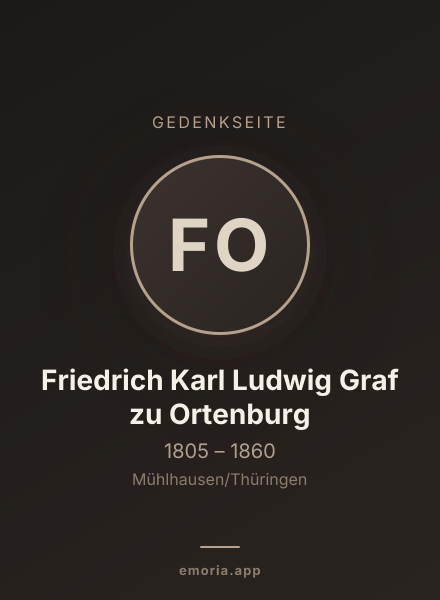 Gedenkportrait von Friedrich Karl Ludwig Graf zu Ortenburg