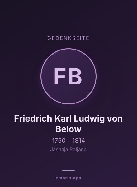 Gedenkportrait von Friedrich Karl Ludwig von Below