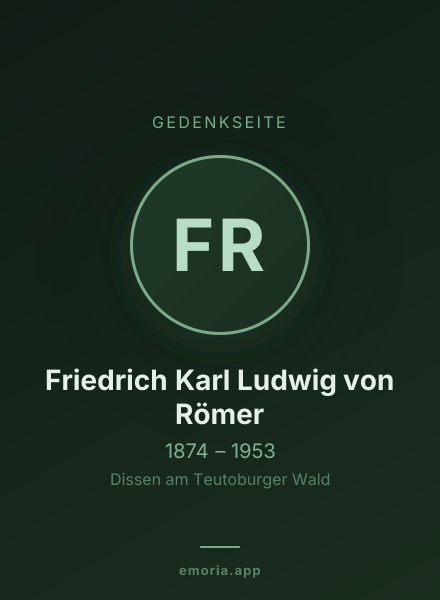 Gedenkportrait von Friedrich Karl Ludwig von Römer