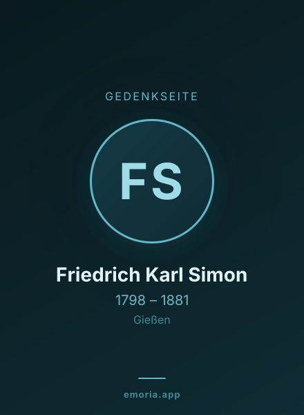 Gedenkportrait von Friedrich Karl Simon