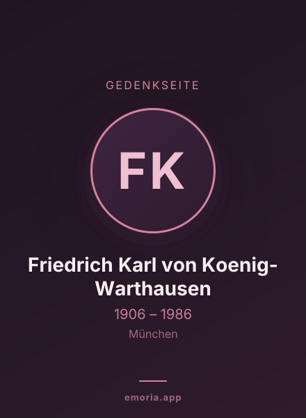 Gedenkportrait von Friedrich Karl von Koenig-Warthausen