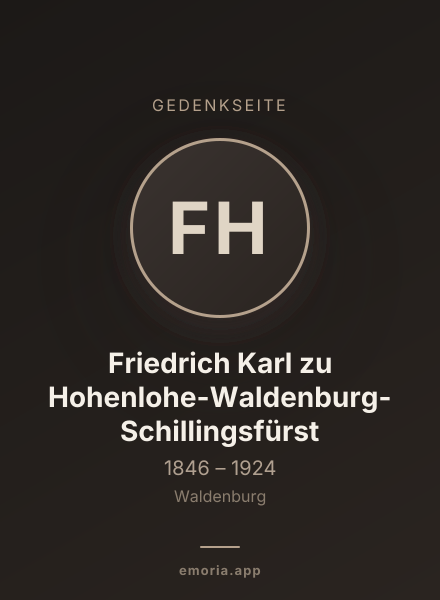Gedenkportrait von Friedrich Karl zu Hohenlohe-Waldenburg-Schillingsfürst