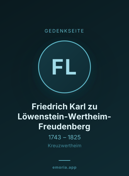Gedenkportrait von Friedrich Karl zu Löwenstein-Wertheim-Freudenberg