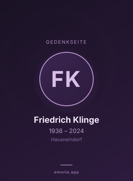 Gedenkportrait von Friedrich Klinge