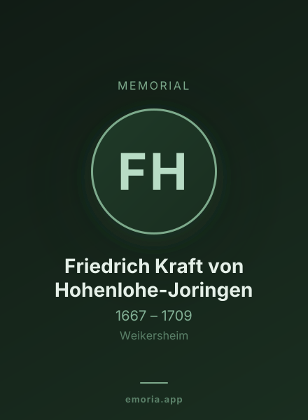 Memorial portrait of Friedrich Kraft von Hohenlohe-Joringen