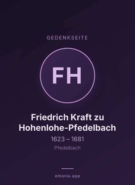 Gedenkportrait von Friedrich Kraft zu Hohenlohe-Pfedelbach