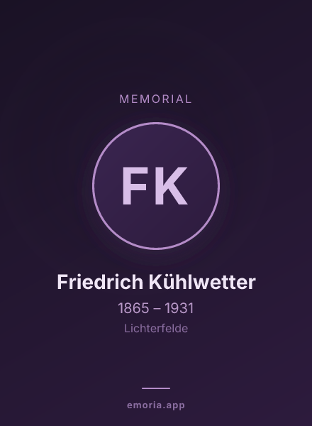 Memorial portrait of Friedrich Kühlwetter