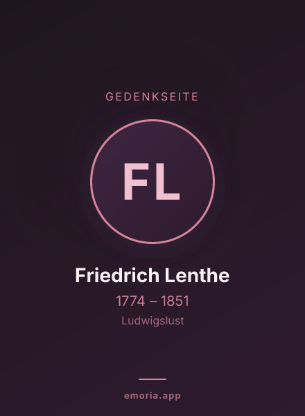 Gedenkportrait von Friedrich Lenthe