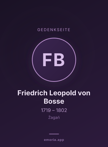 Gedenkportrait von Friedrich Leopold von Bosse