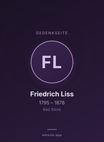 Gedenkportrait von Friedrich Liss