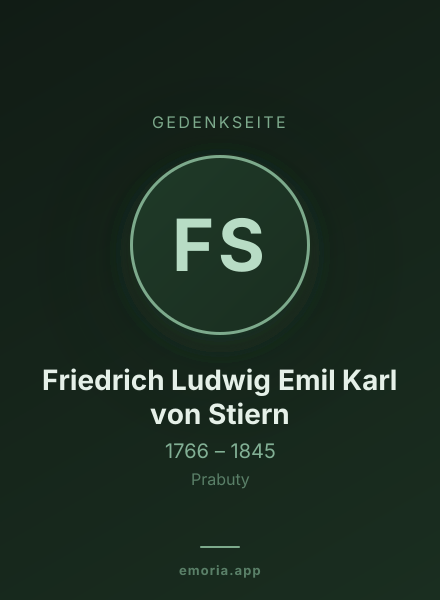 Gedenkportrait von Friedrich Ludwig Emil Karl von Stiern