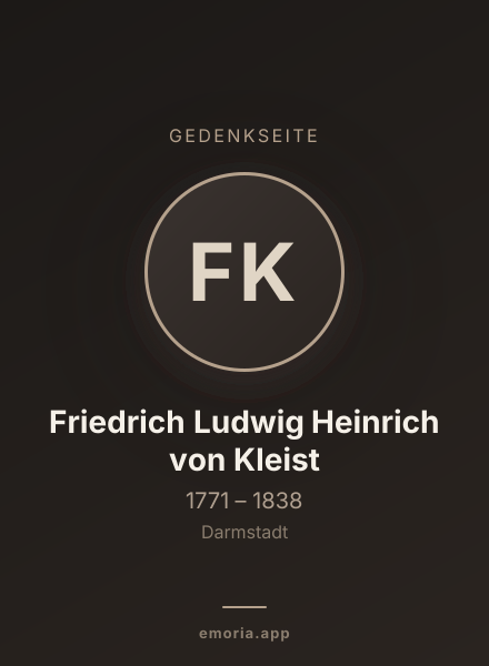 Gedenkportrait von Friedrich Ludwig Heinrich von Kleist
