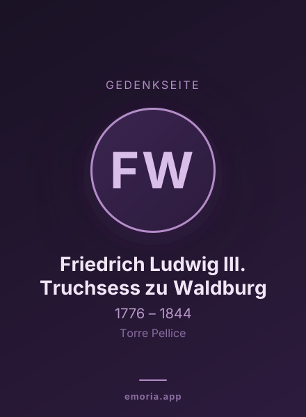 Gedenkportrait von Friedrich Ludwig III. Truchsess zu Waldburg