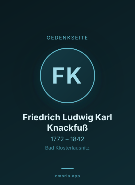 Gedenkportrait von Friedrich Ludwig Karl Knackfuß