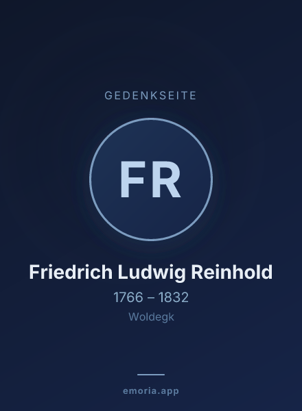 Gedenkportrait von Friedrich Ludwig Reinhold