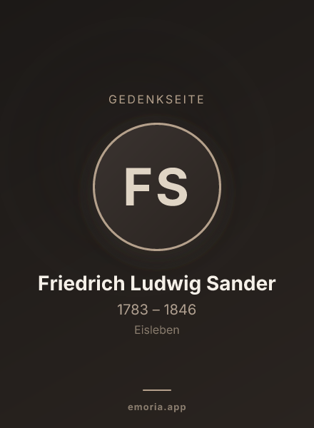 Gedenkportrait von Friedrich Ludwig Sander